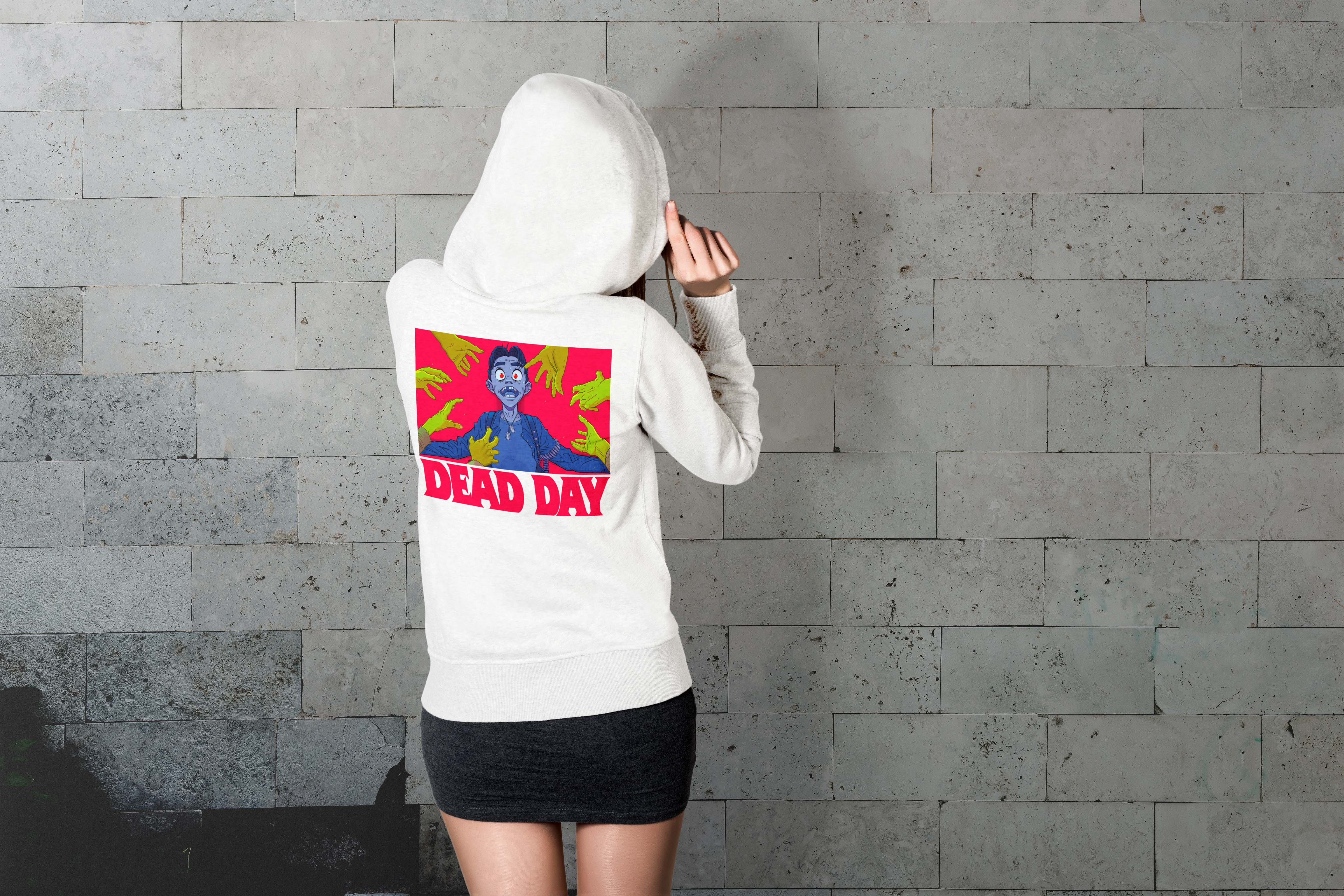 Unique and cool Gorillaz-style zombie Hoodie illustration