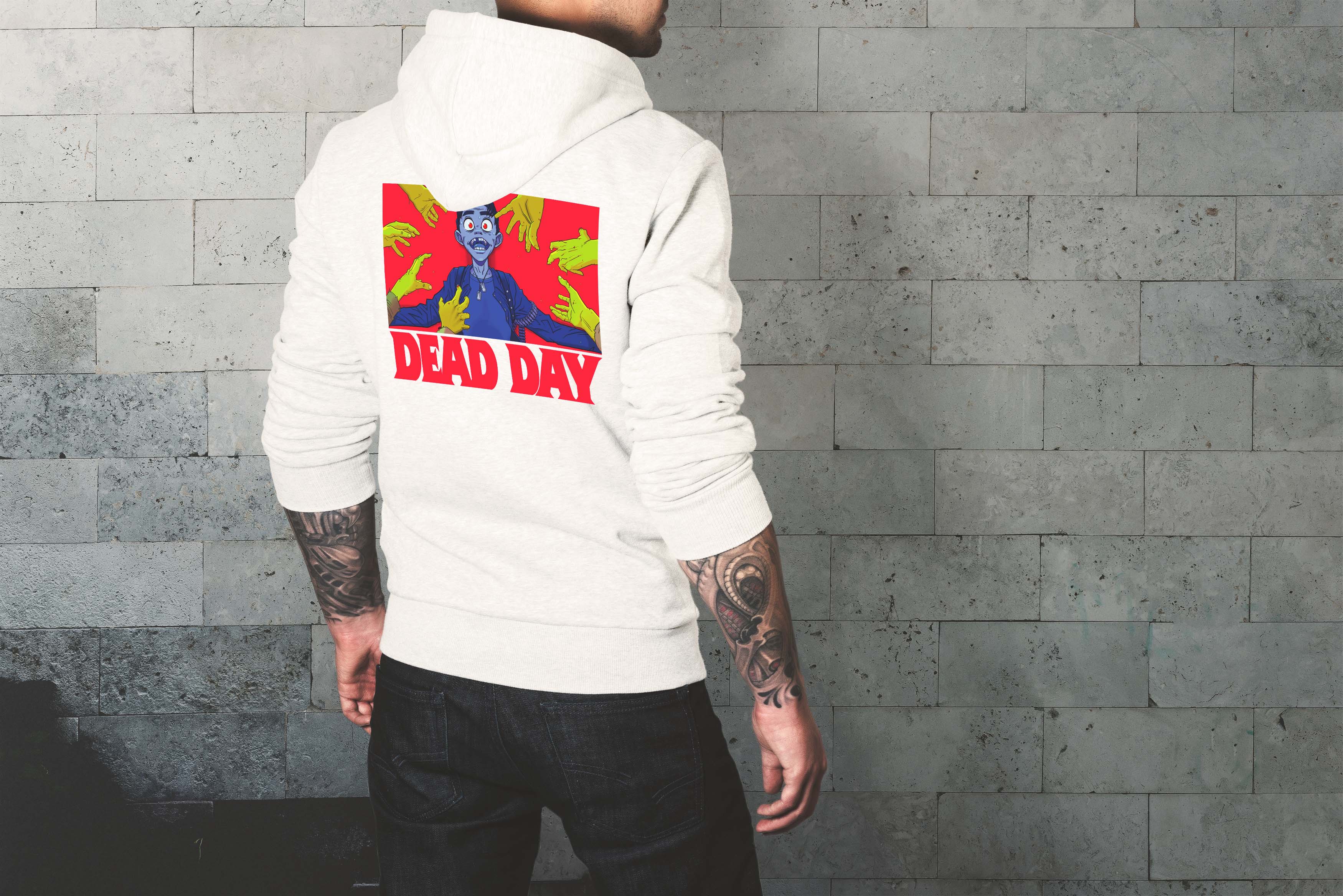 Unique and cool Gorillaz-style zombie Hoodie illustration