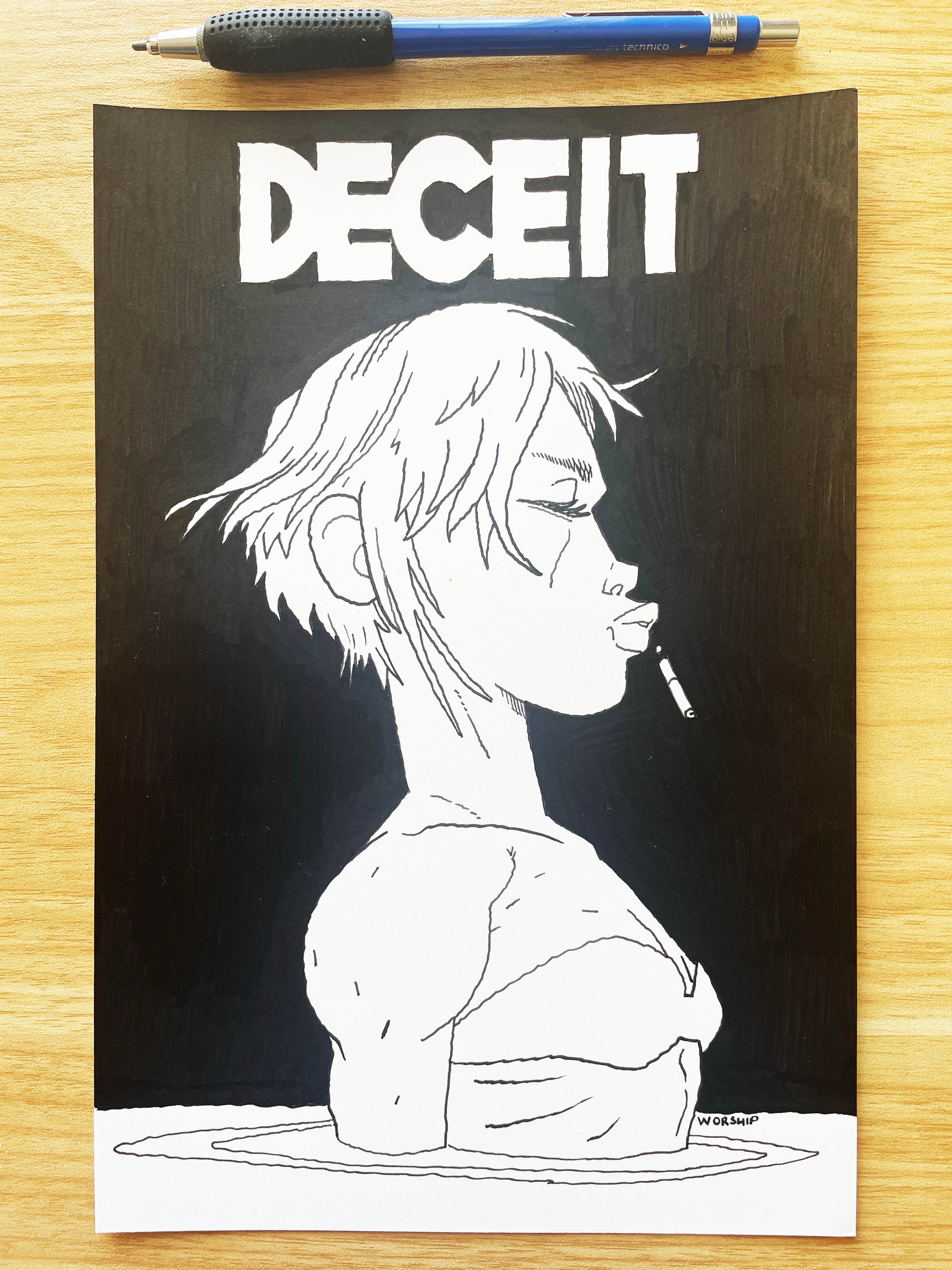 Deceit Pen and Ink Illustration