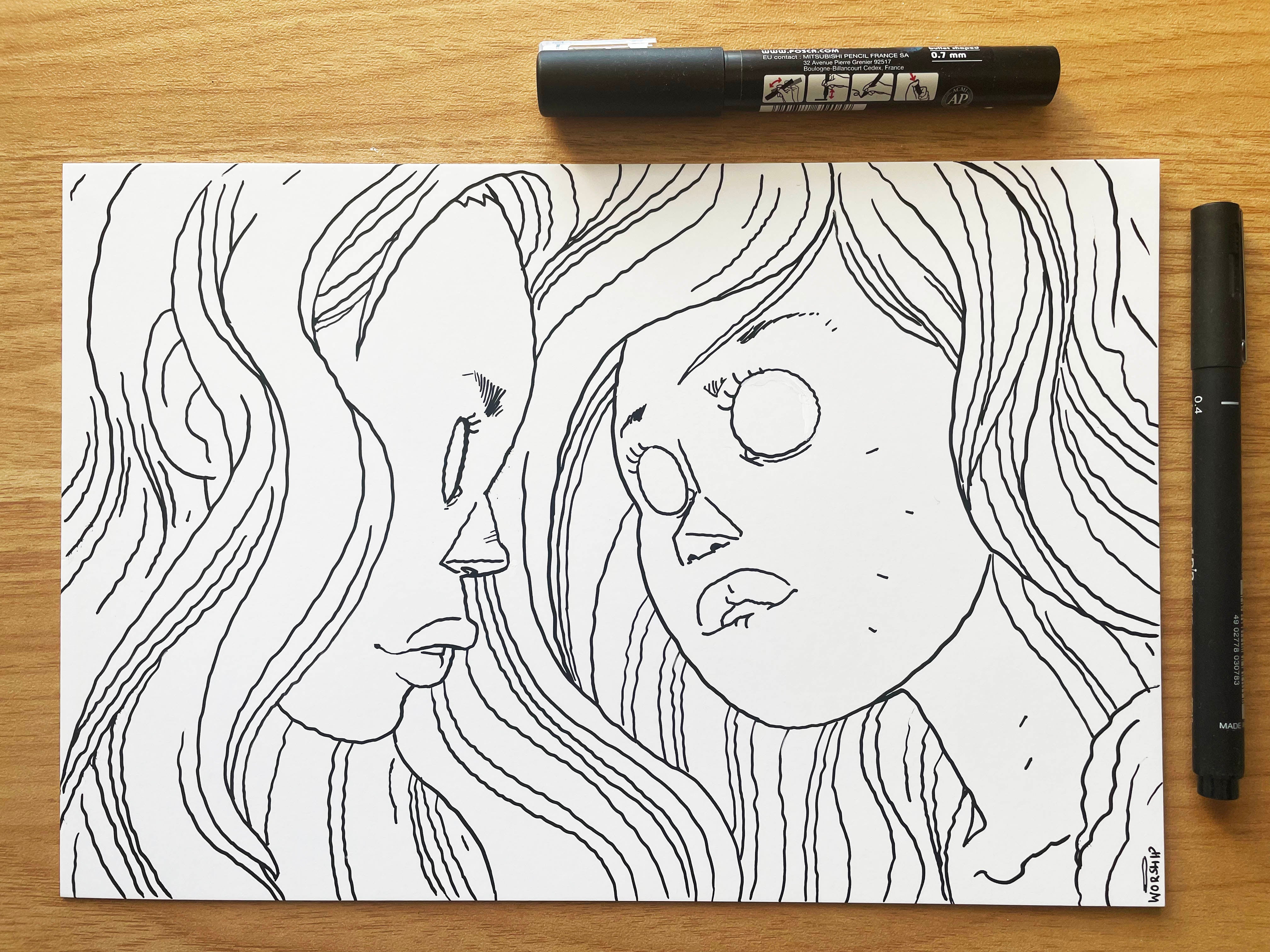 The Stare Pen and Ink Illustration