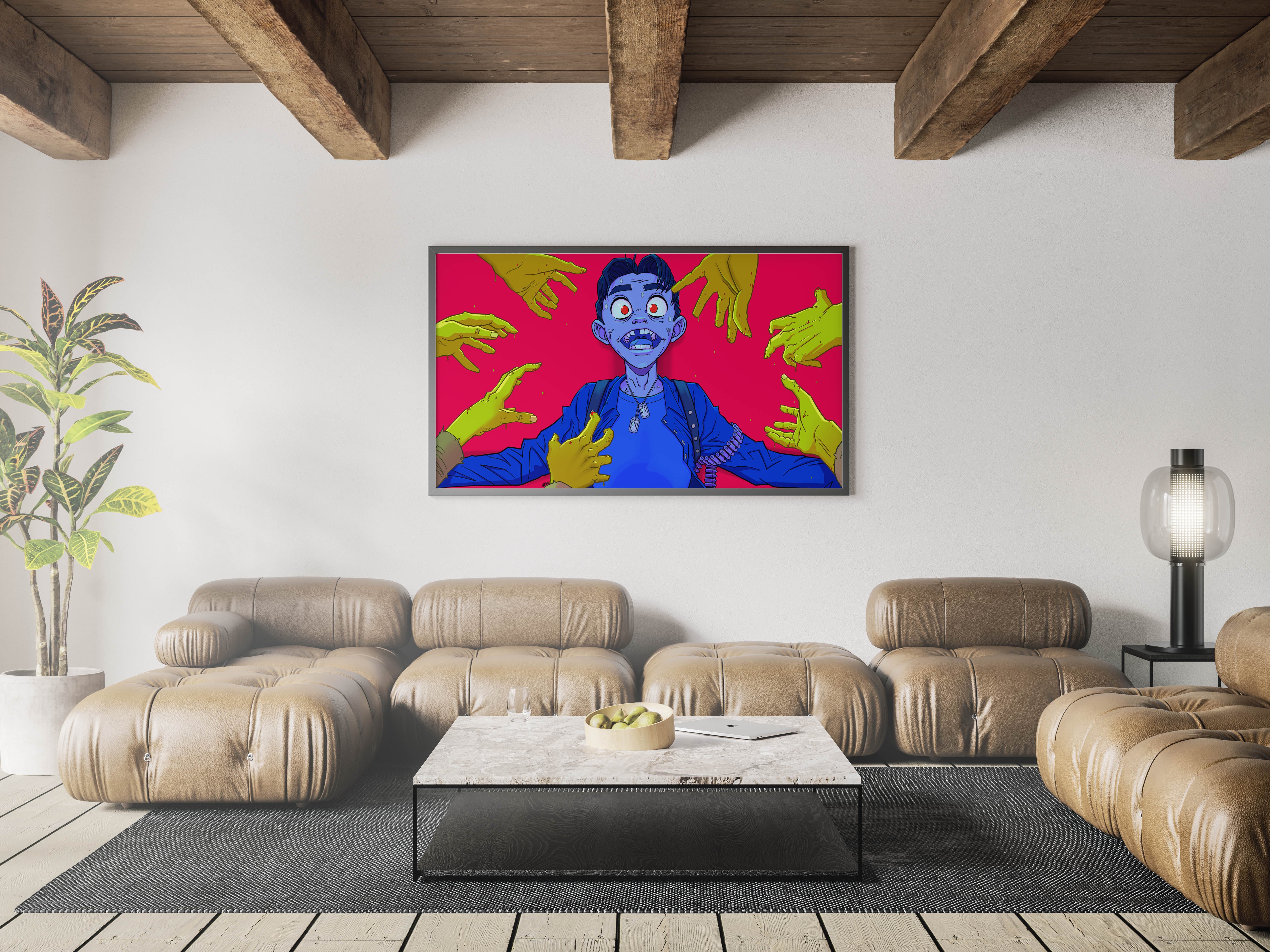 Unique and cool Gorillaz-style zombie poster/wall art illustration