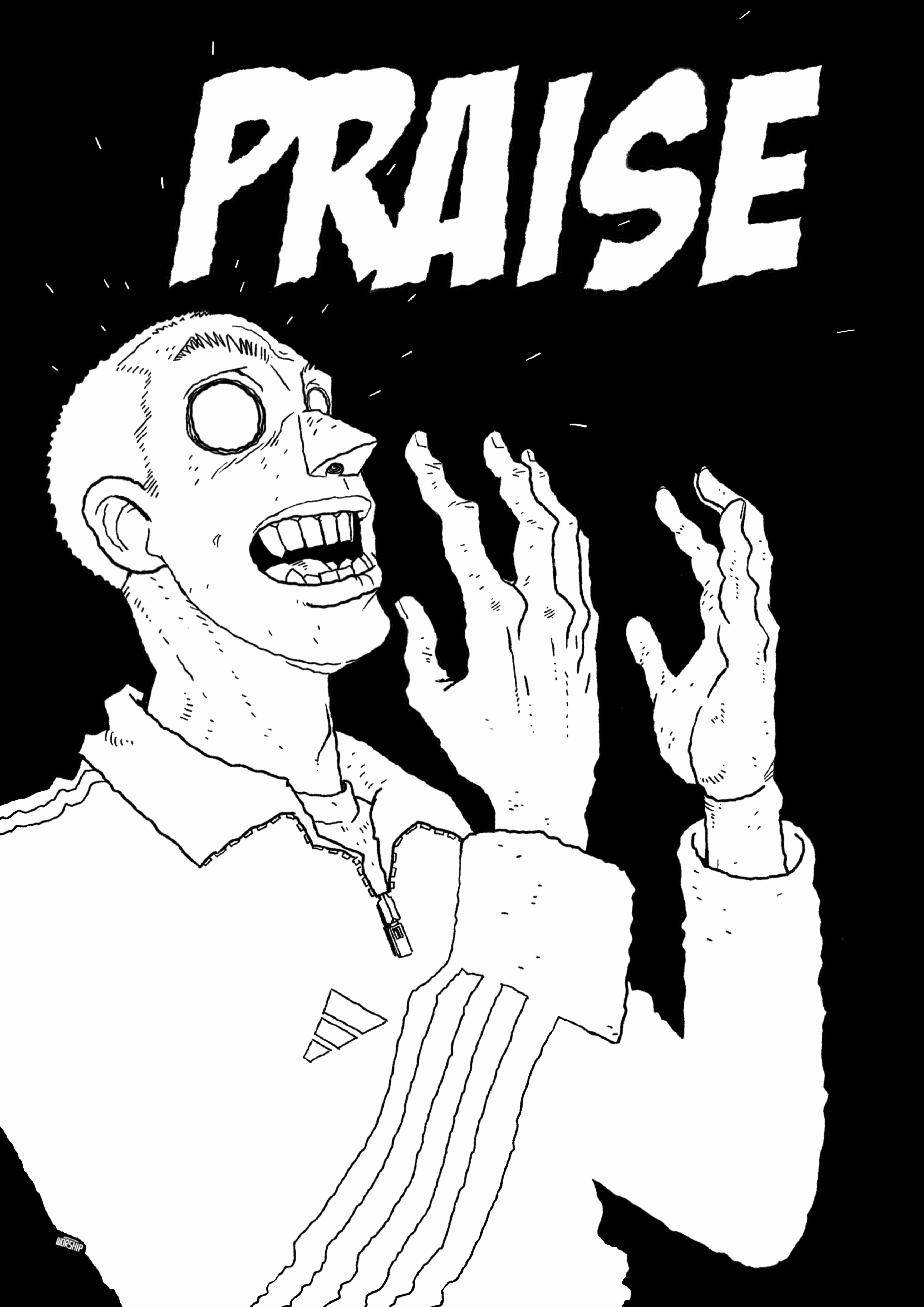 Unique art design with Gorillaz, Anime, Manga, Comic Art style. Praise, worship, pray