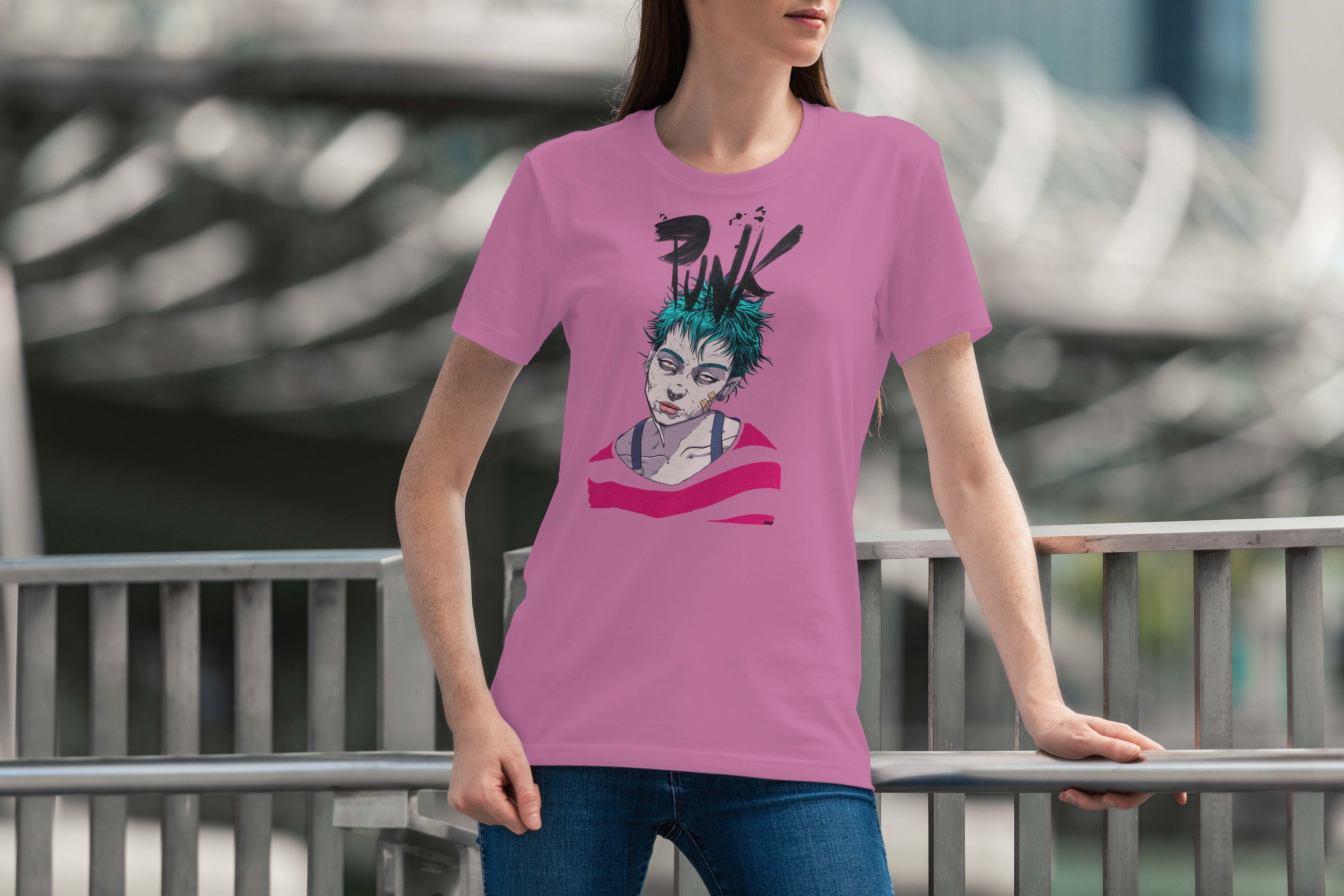 Unique and cool Gorillaz-style punk rock T-Shirt illustration