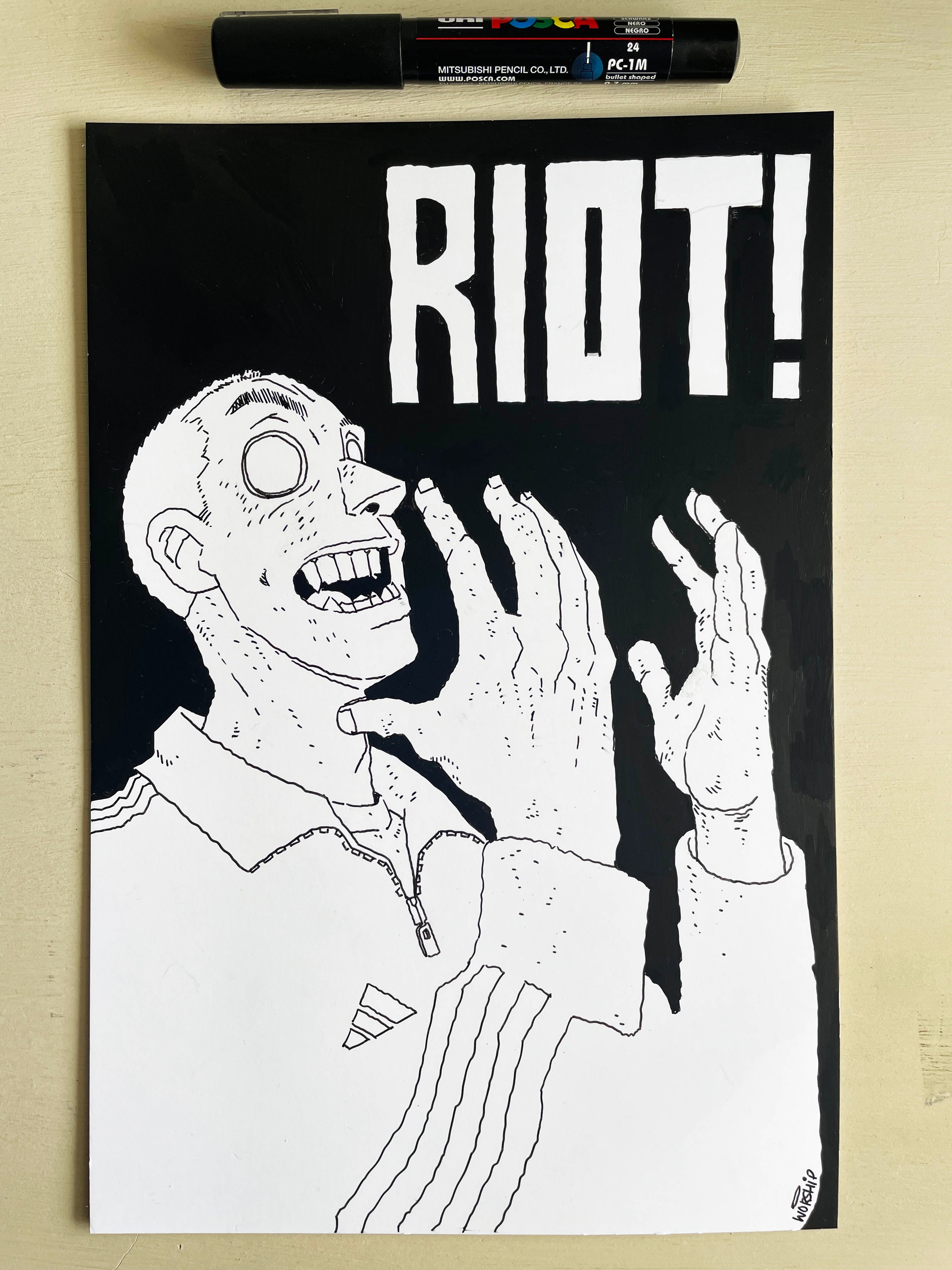 Riot Pen and Ink Illustration