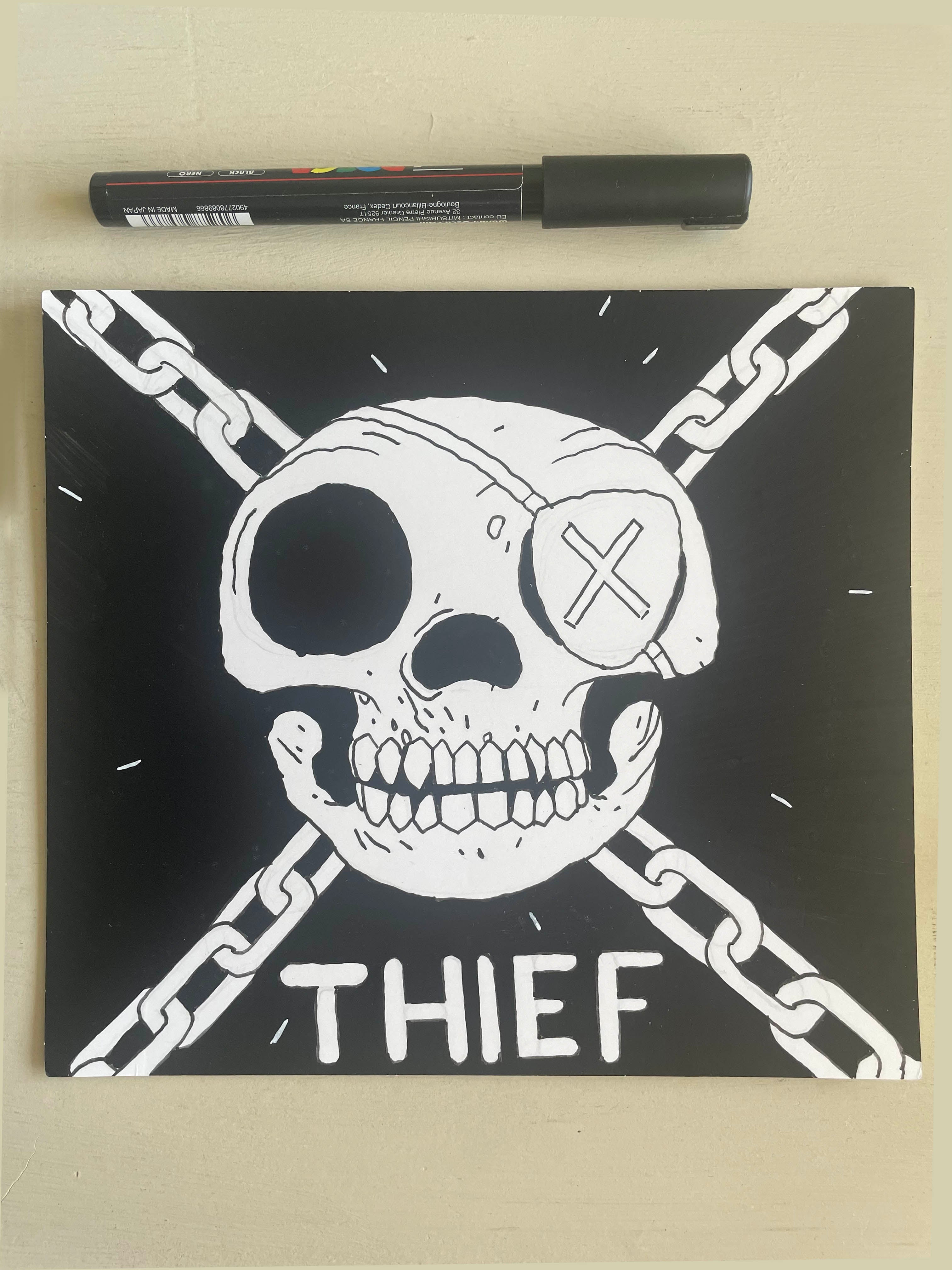 Thief Skull Pen and Ink Illustration