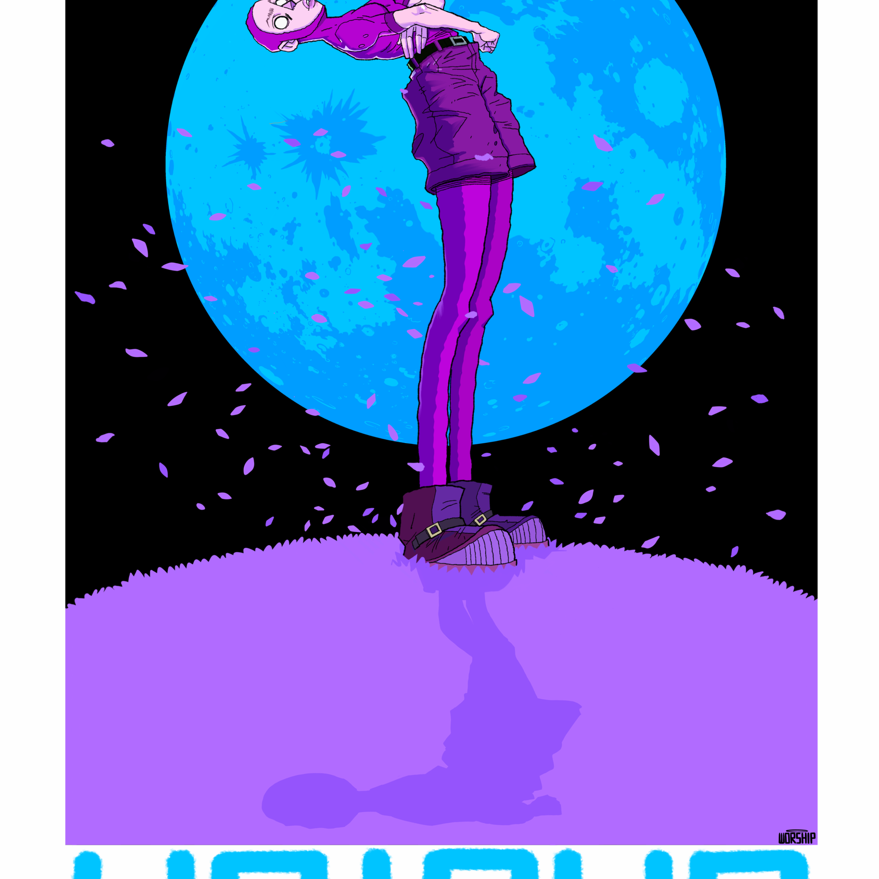 unique art design with Gorillaz, Anime, Manga, Comic Art style. Space Lady