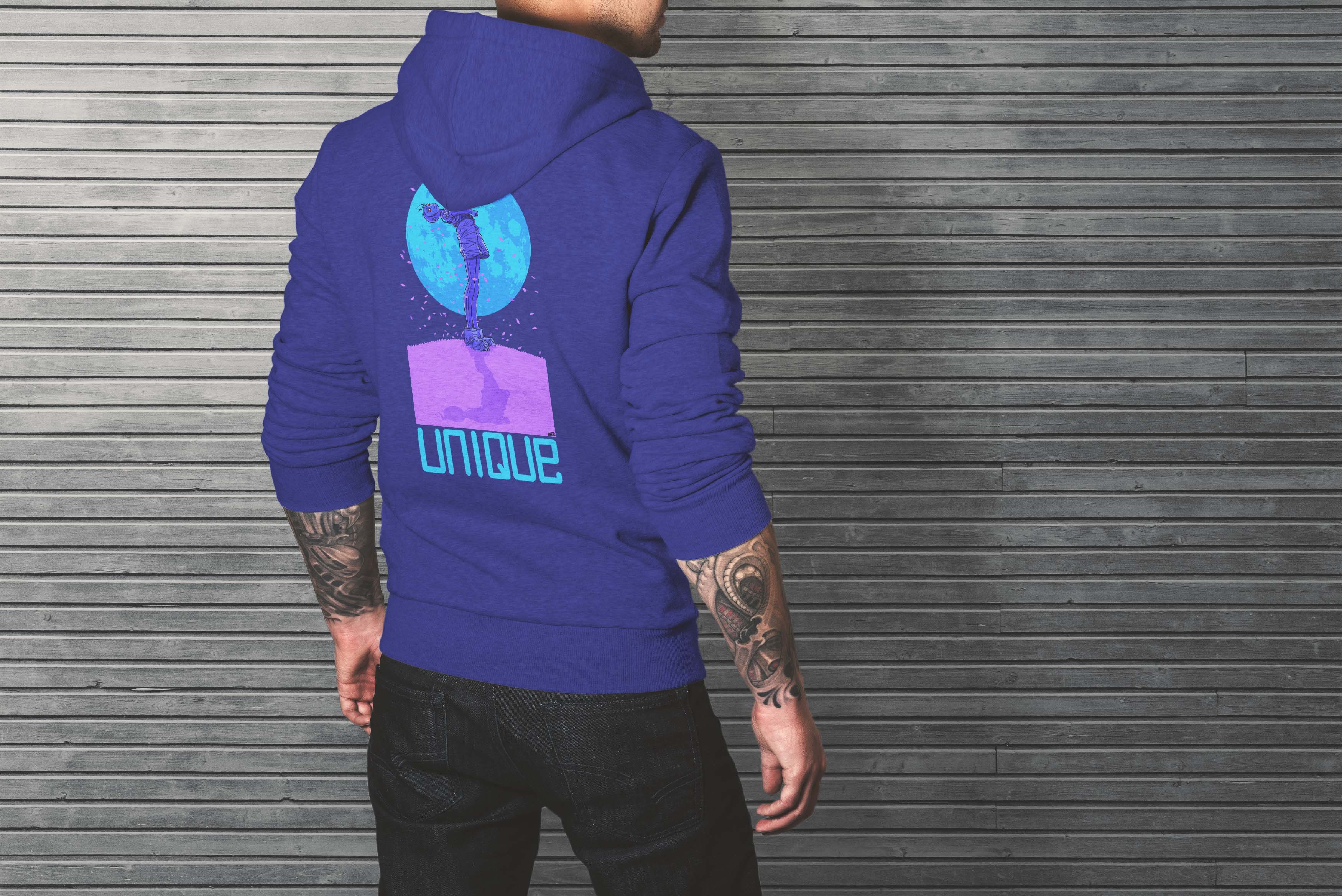 Unique and cool Gorillaz-style moonchild Hoodie illustration