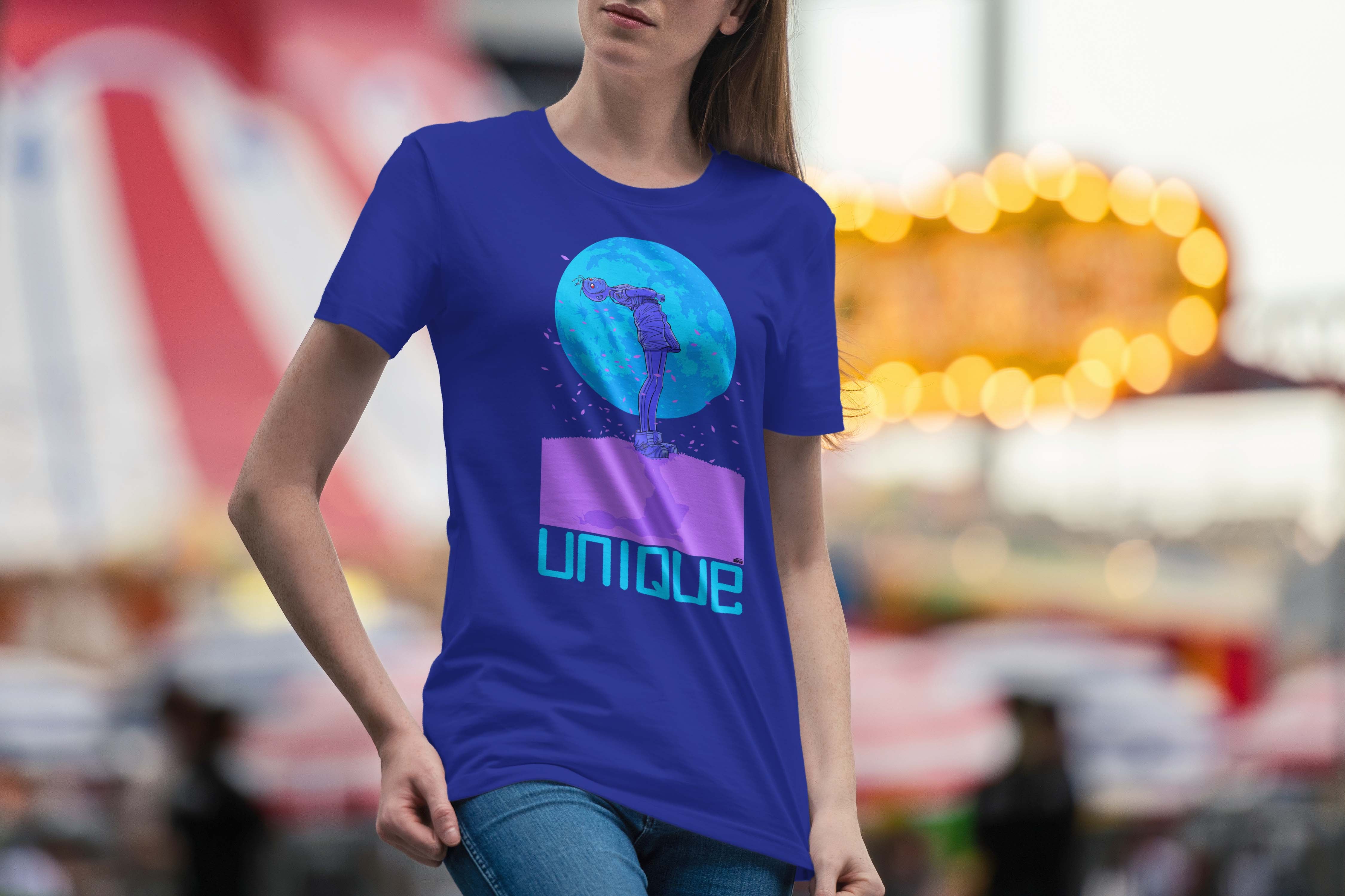 Unique and cool Gorillaz-style moonchild T-Shirt illustration