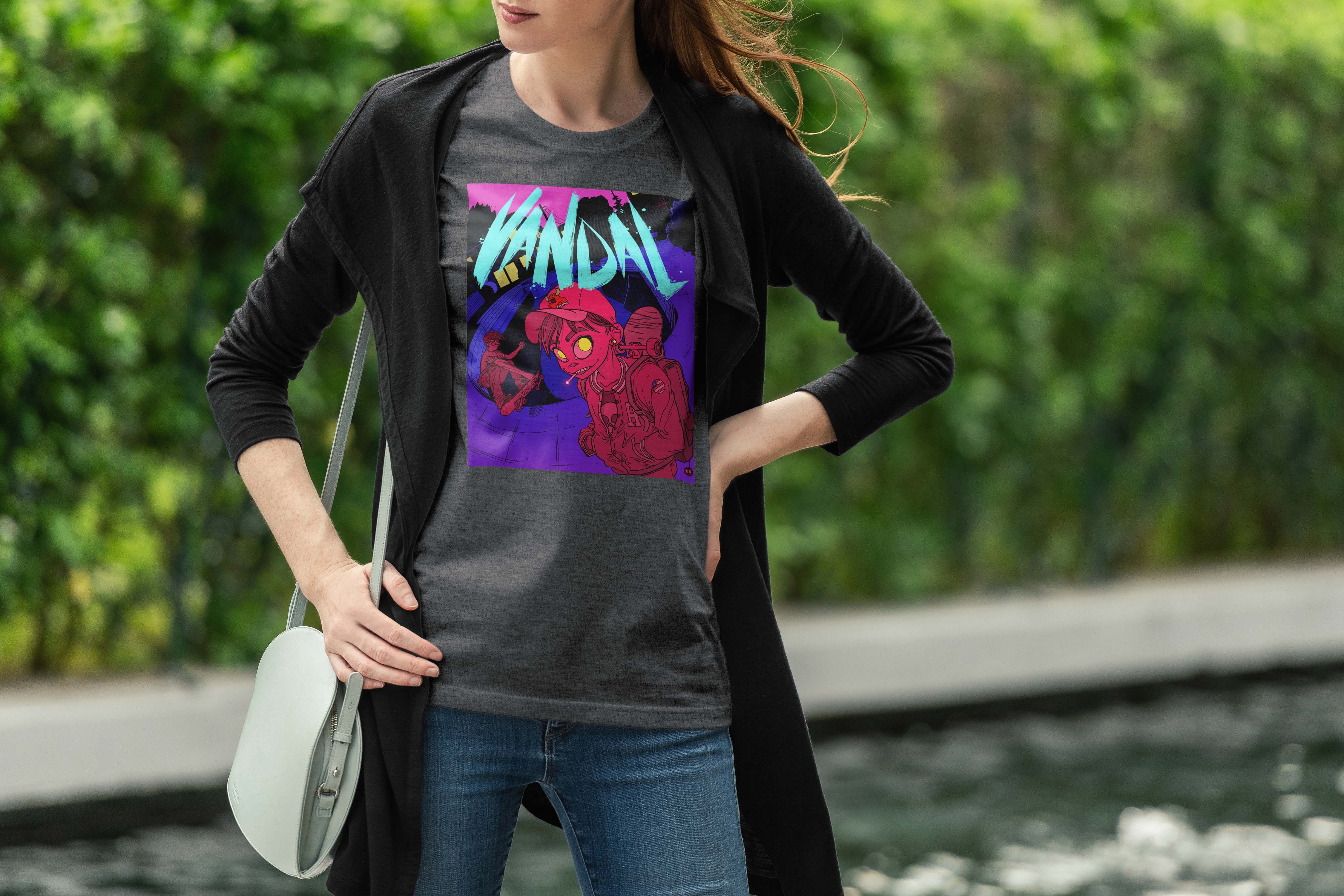 Vandal Skate T-Shirt Charcoal for Women