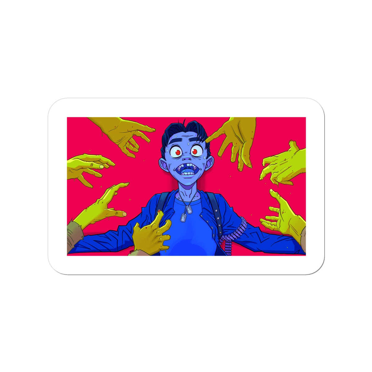 Unique and cool Gorillaz-style zombie sticker illustration