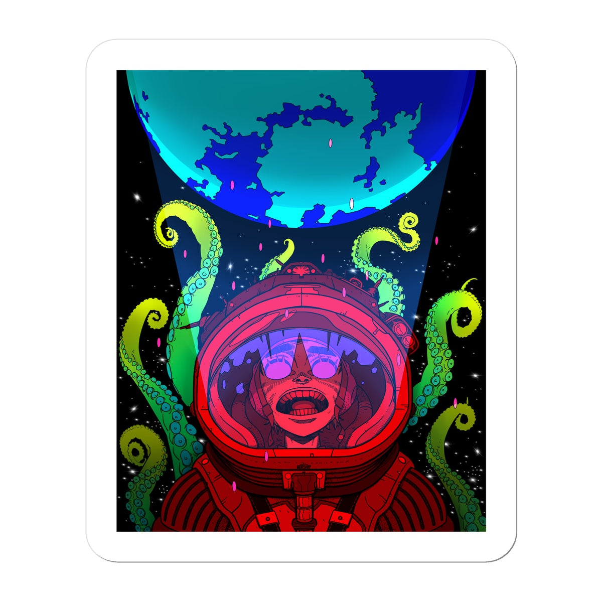 Unique and cool Gorillaz-style cthulhu sticker illustration