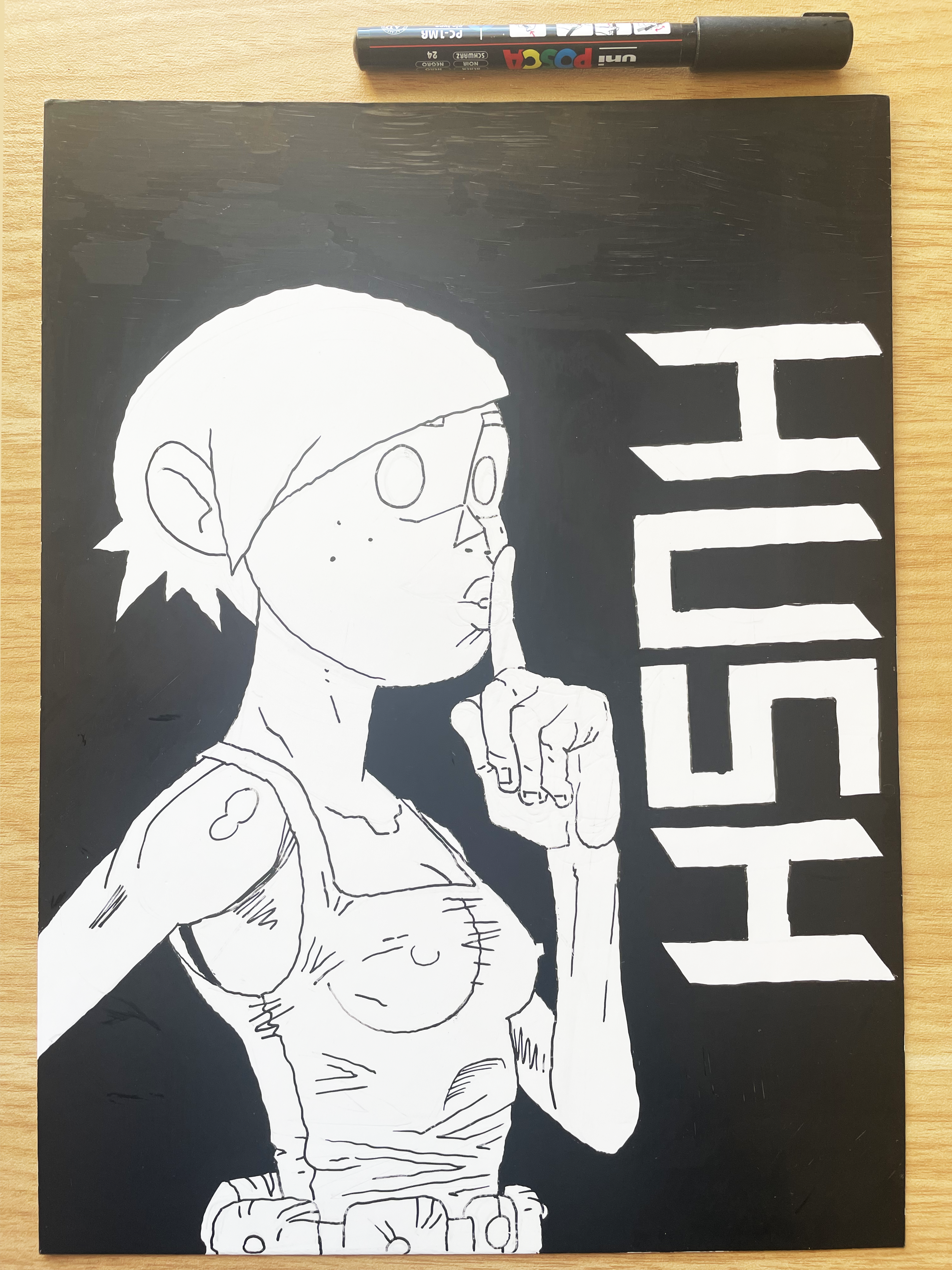 Hush Pen and Ink Illustration