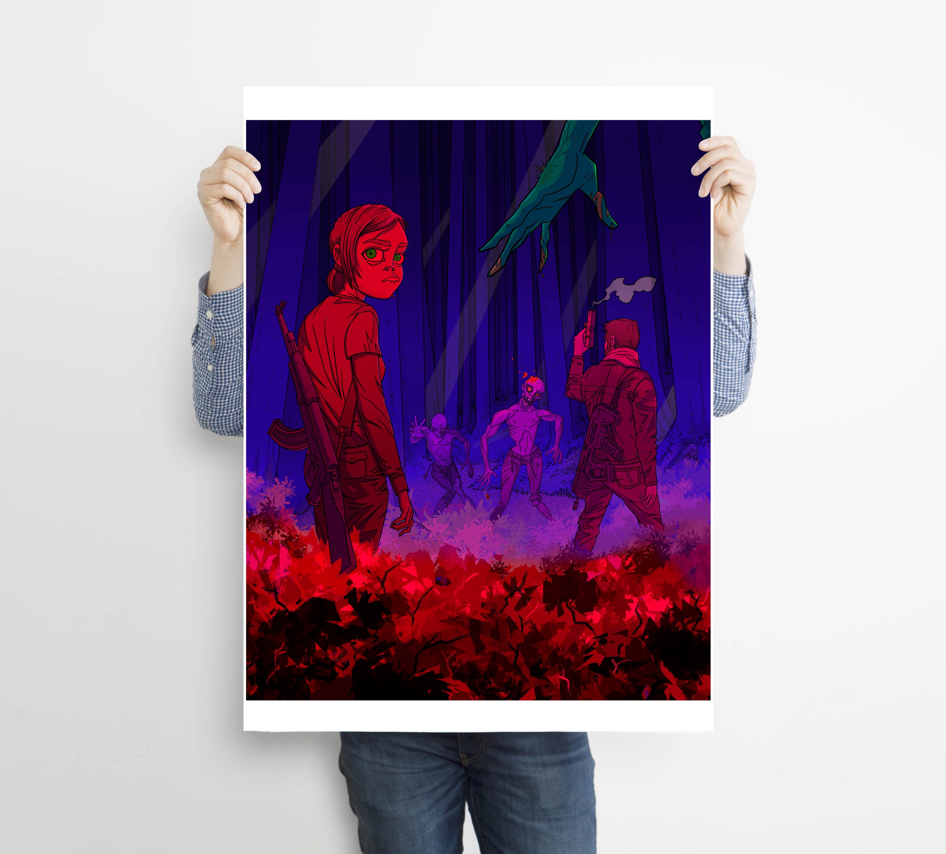 Unique and cool Gorillaz-style zombie game poster/wall art illustration