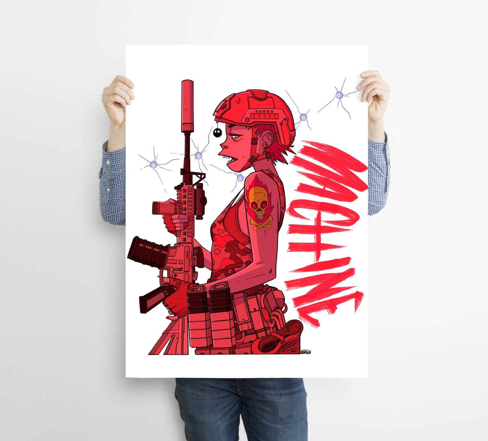 Unique and cool Gorillaz-style special forces poster/wall art illustration