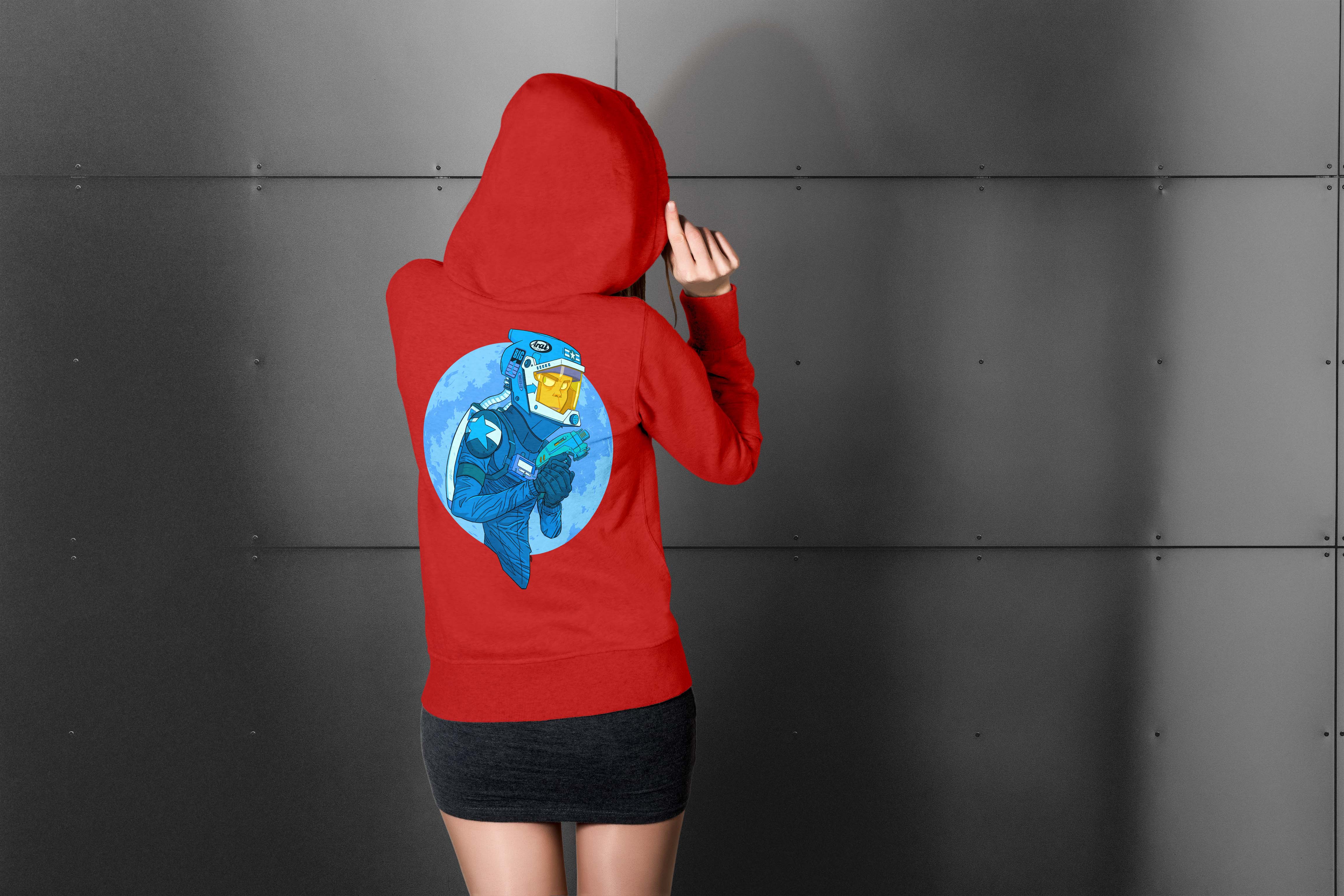 Unique and cool Gorillaz-style retro sci-fi Hoodie illustration