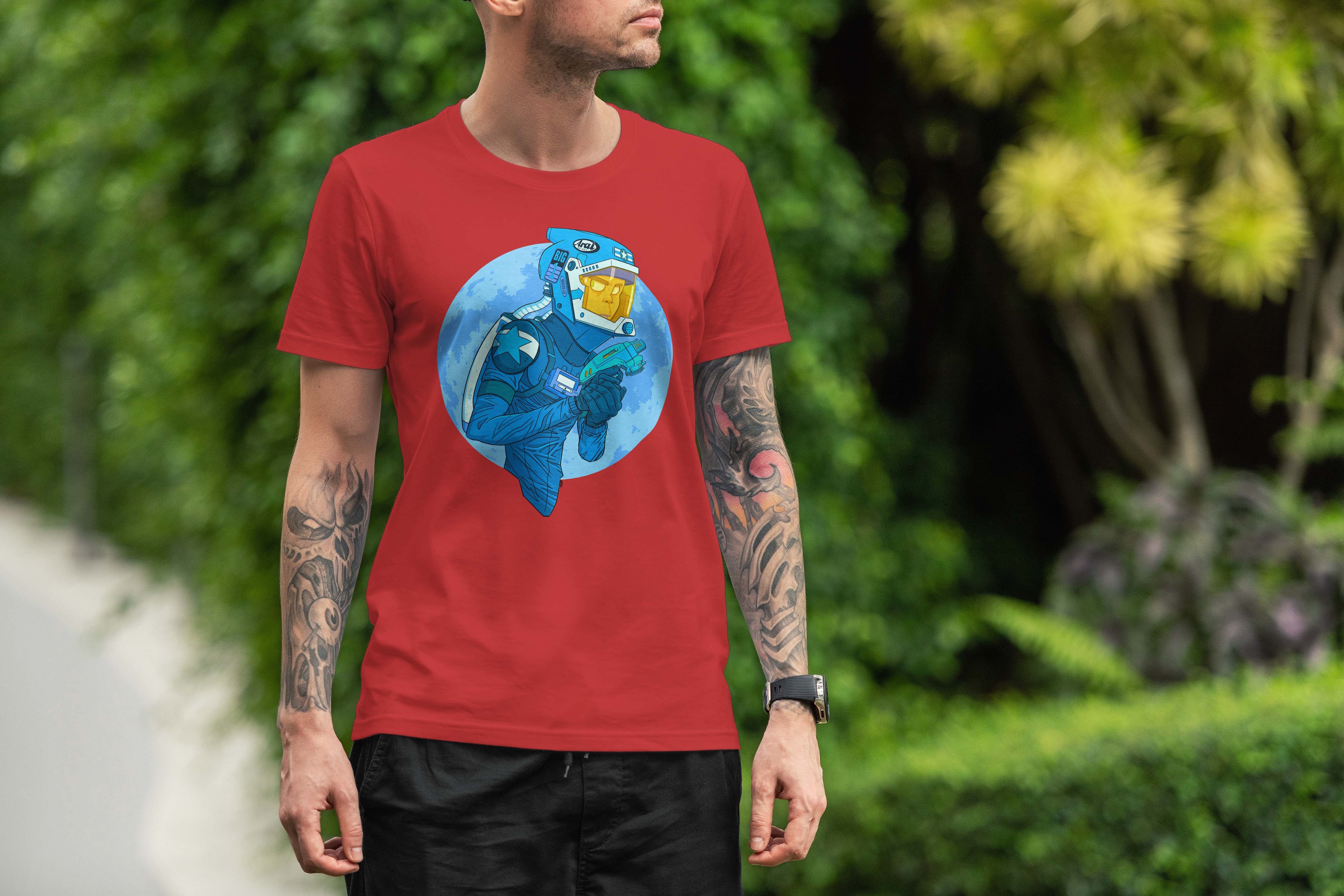 Unique and cool Gorillaz-style retro sci-fi T-Shirt illustration