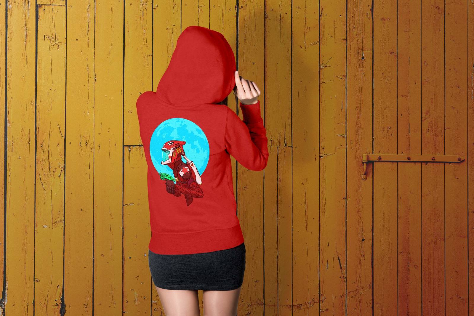 Unique and cool Gorillaz-style retro sci-fi Hoodie illustration