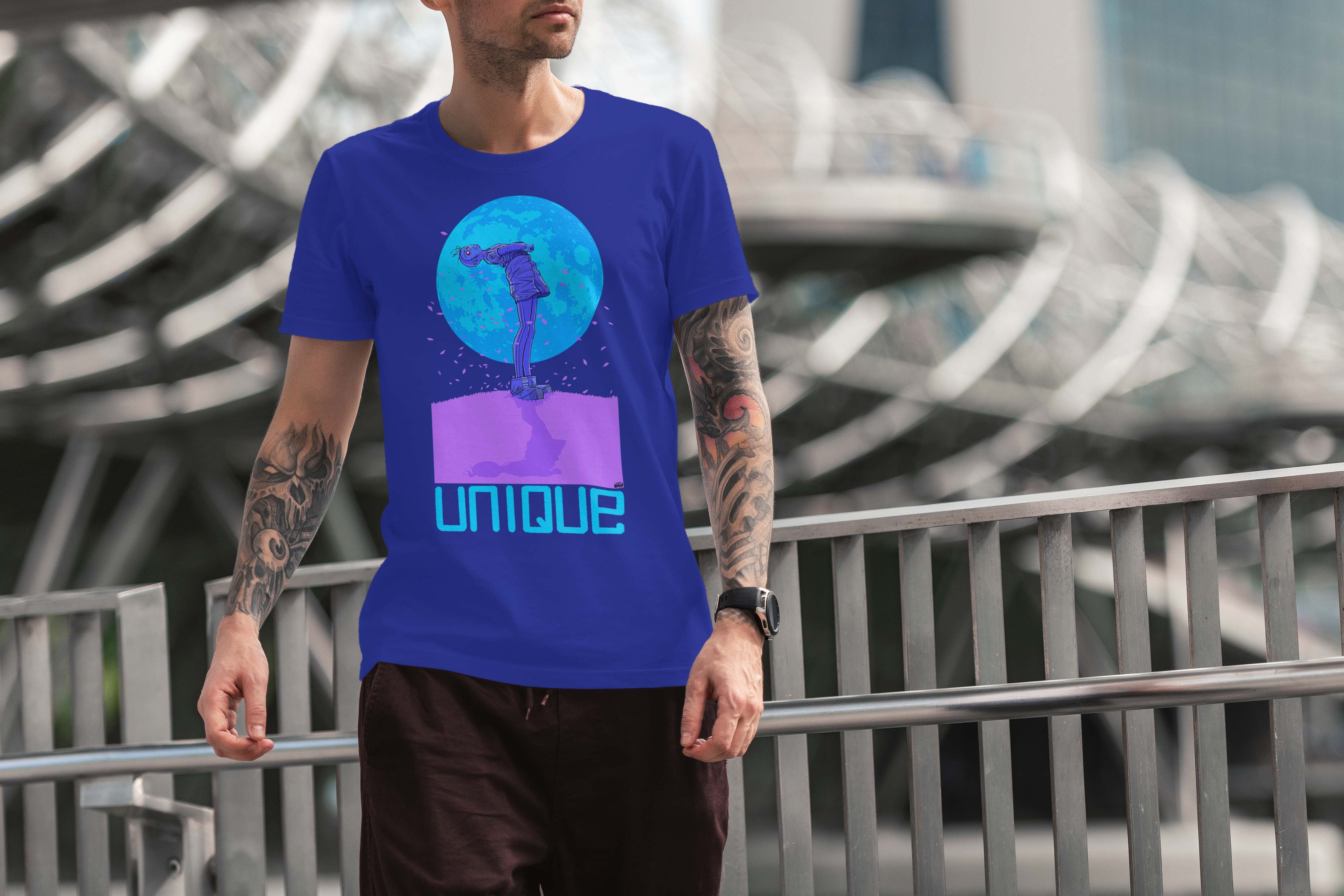 Unique 'Moon Child' Dark T-Shirt Selection Blue