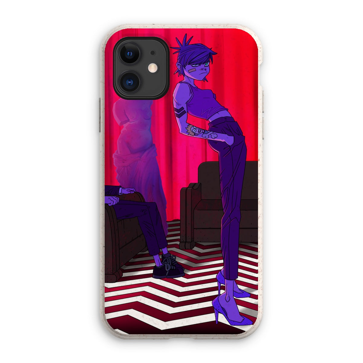 Unique and cool Gorillaz-style phone case illustration