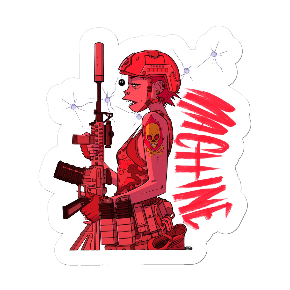 Unique and cool Gorillaz-style special forces sticker illustration
