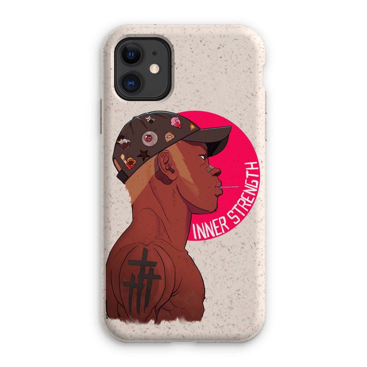 Unique and cool Gorillaz-style inner strength phone case illustration
