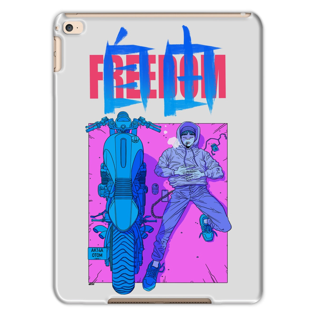 Unique and cool Gorillaz-style anime Tablet Case illustration 