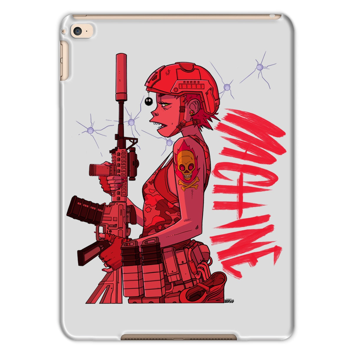 Unique and cool Gorillaz-style Tablet Case special forces illustration 