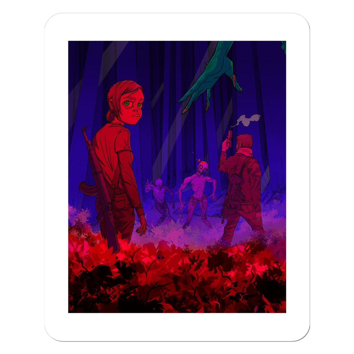 Unique and cool Gorillaz-style zombie game sticker illustration