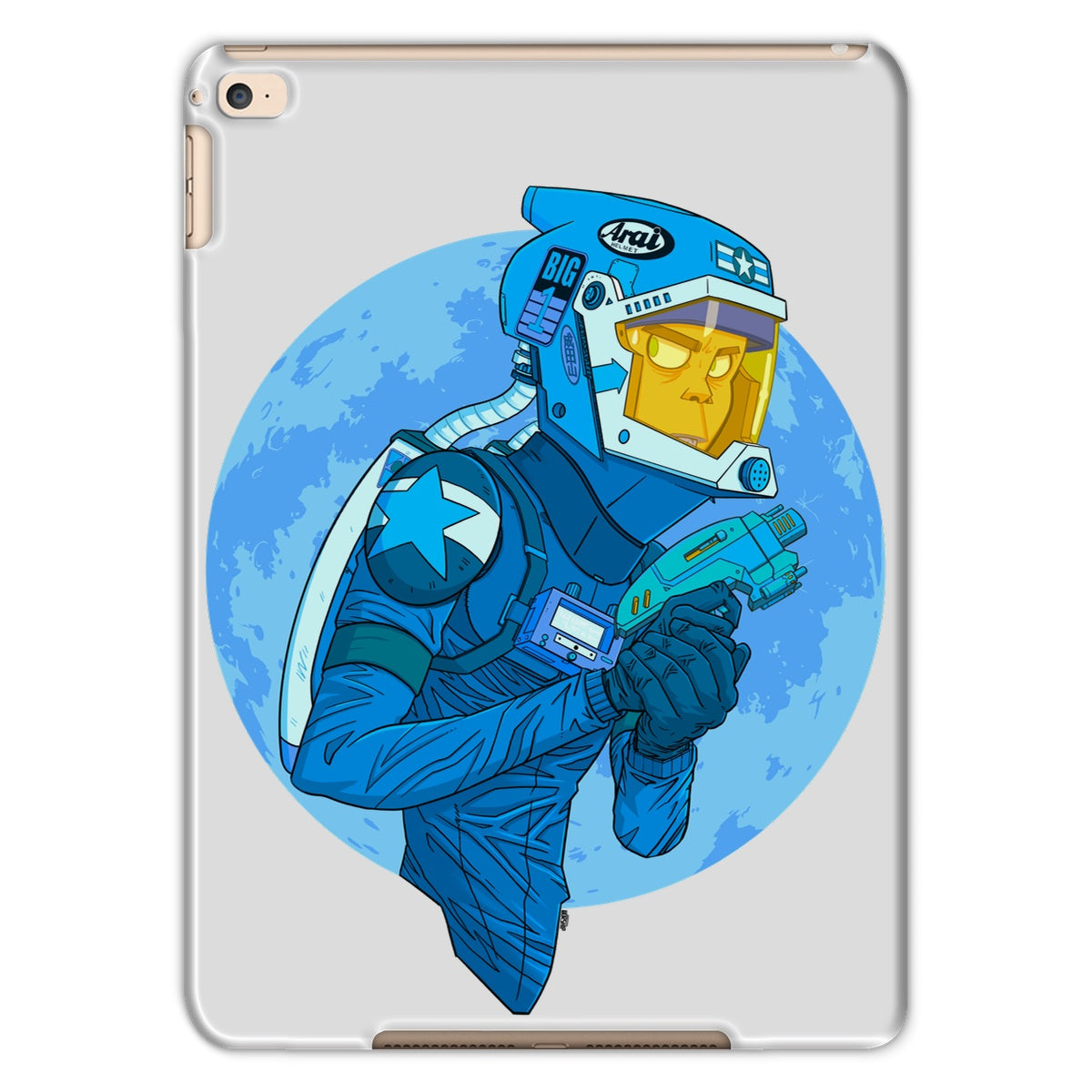Unique and cool Gorillaz-style retro sci-fi Tablet Case illustration 