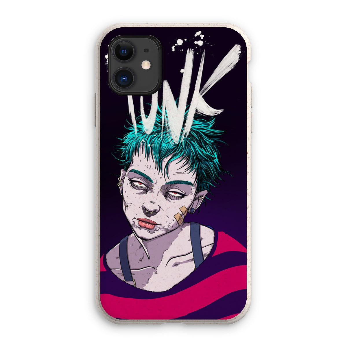 Unique and cool Gorillaz-style punk rock phone case illustration