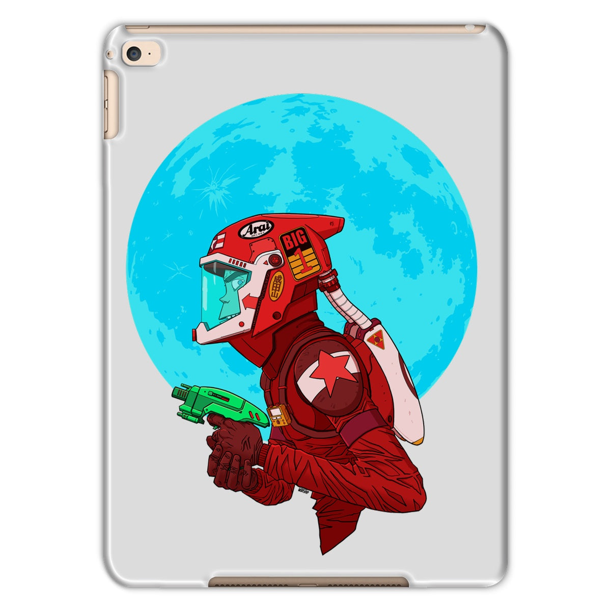 Unique and cool Gorillaz-style Sci-Fi retro Tablet Case illustration 